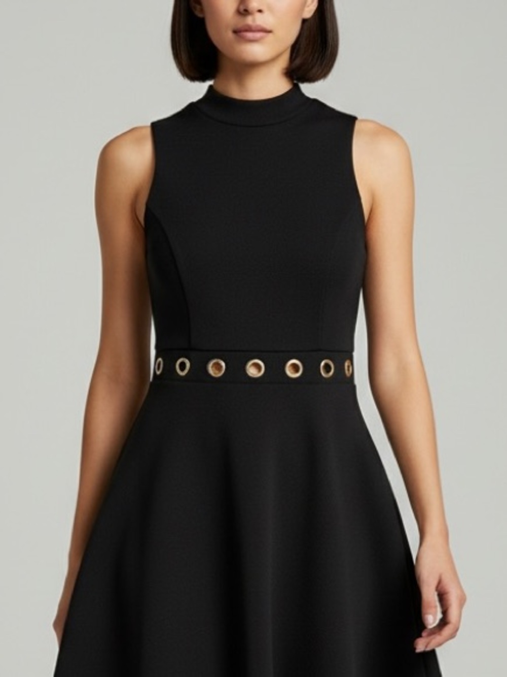 ROMEO & JULIET COUTURE Black Eyelet Skater Dress MEDIUM Goth Mini Sleeveless NWT